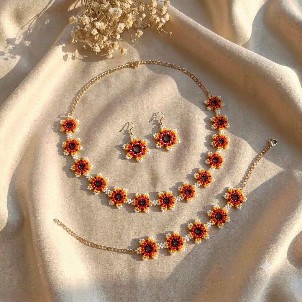 Suryakiran Bloom Seed Bead Choker Set alternate view