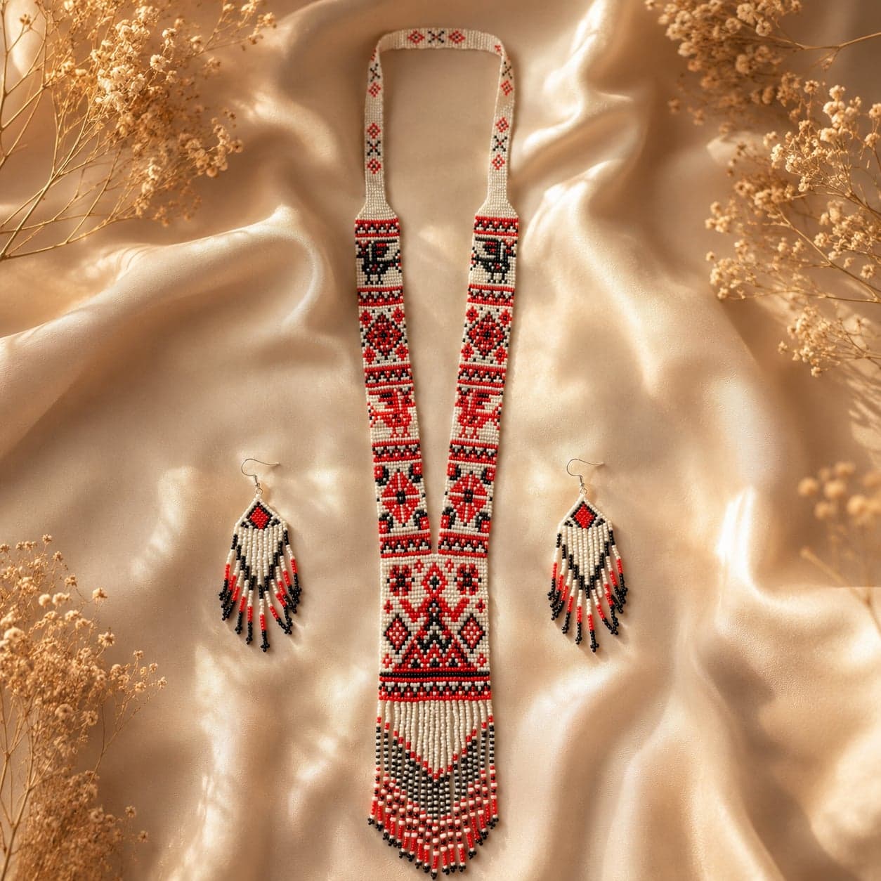 Aarohi Noir Huichol-Inspired Beaded Long Necklace Set alternate view