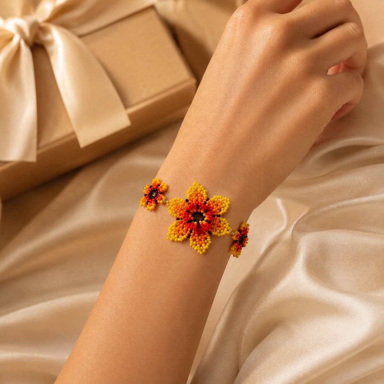 Sunfire Bloom Seed Bead Bracelet alternate view