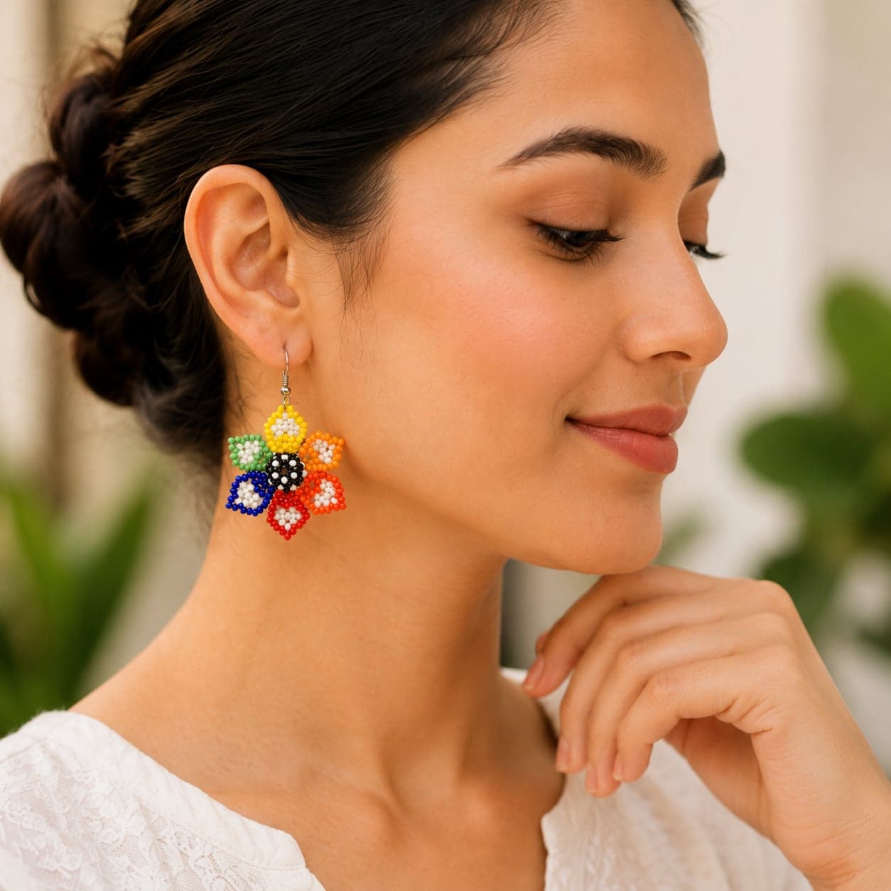 Rangphool Huichol-Inspired Seed Bead Earrings