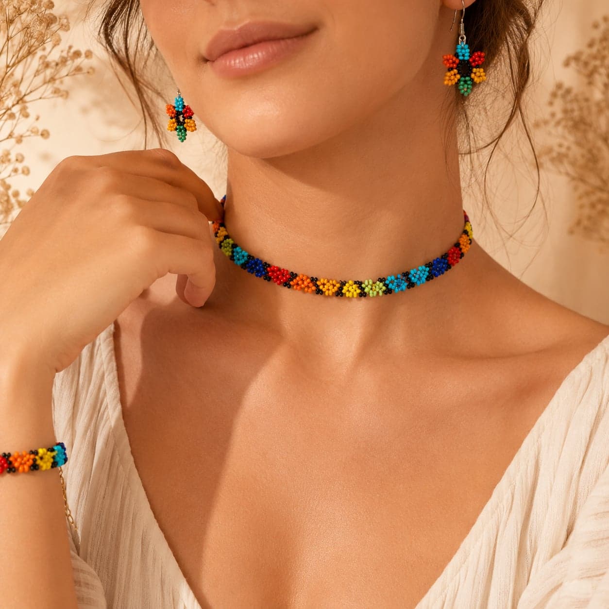 Rangphool Harmony Seed Bead Choker Set alternate view