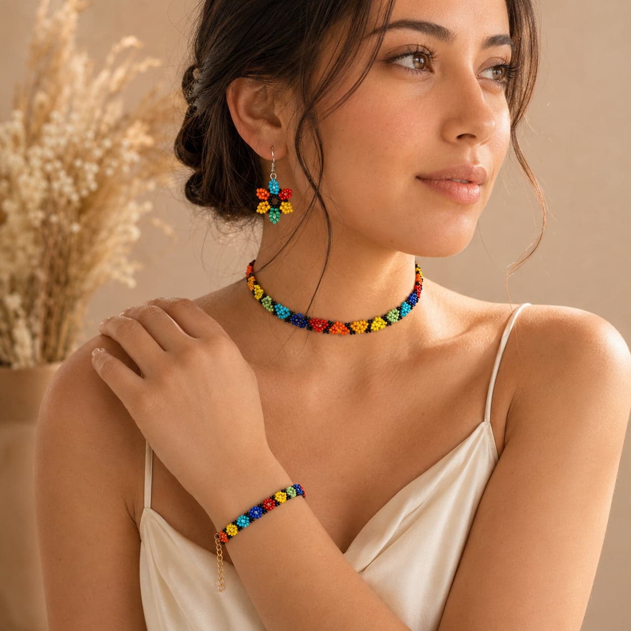 Rangphool Harmony Seed Bead Choker Set