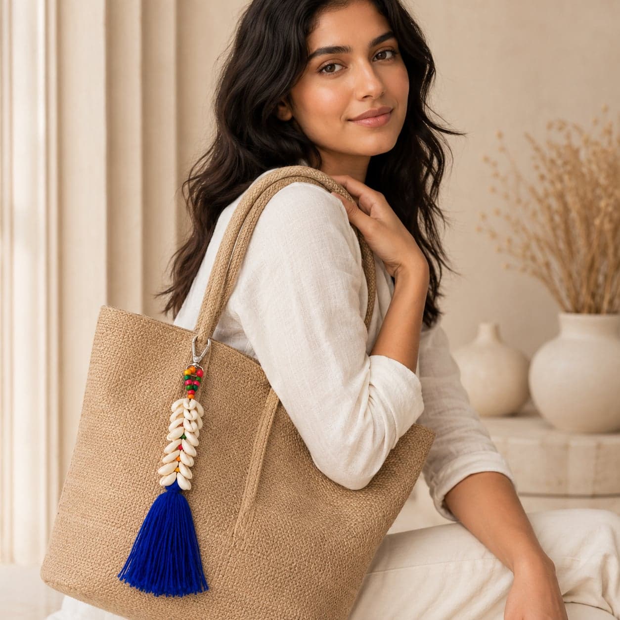 Neel Banjara Cowrie Tassel Charm
