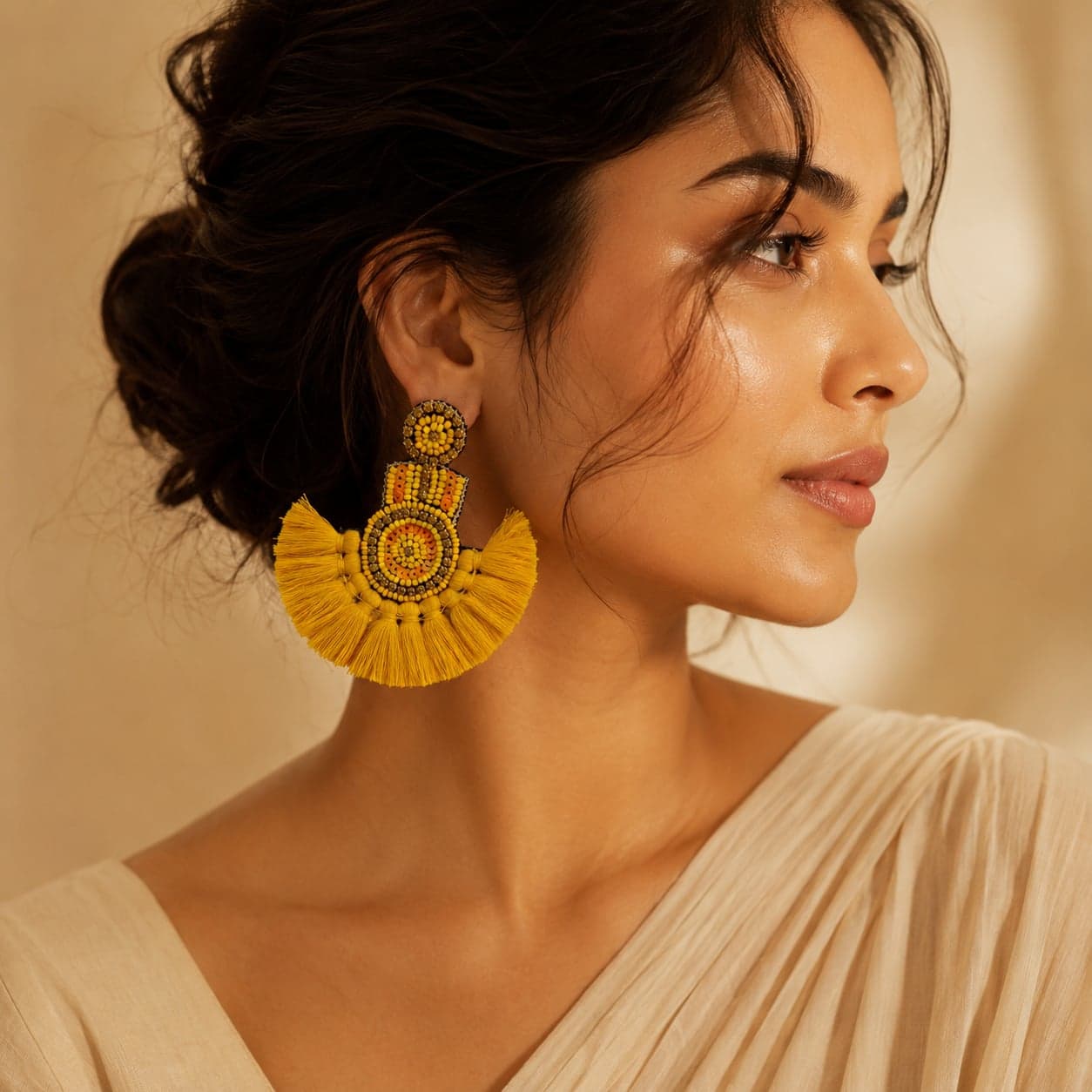Kanak Mandala Fringe Statement Earrings alternate view