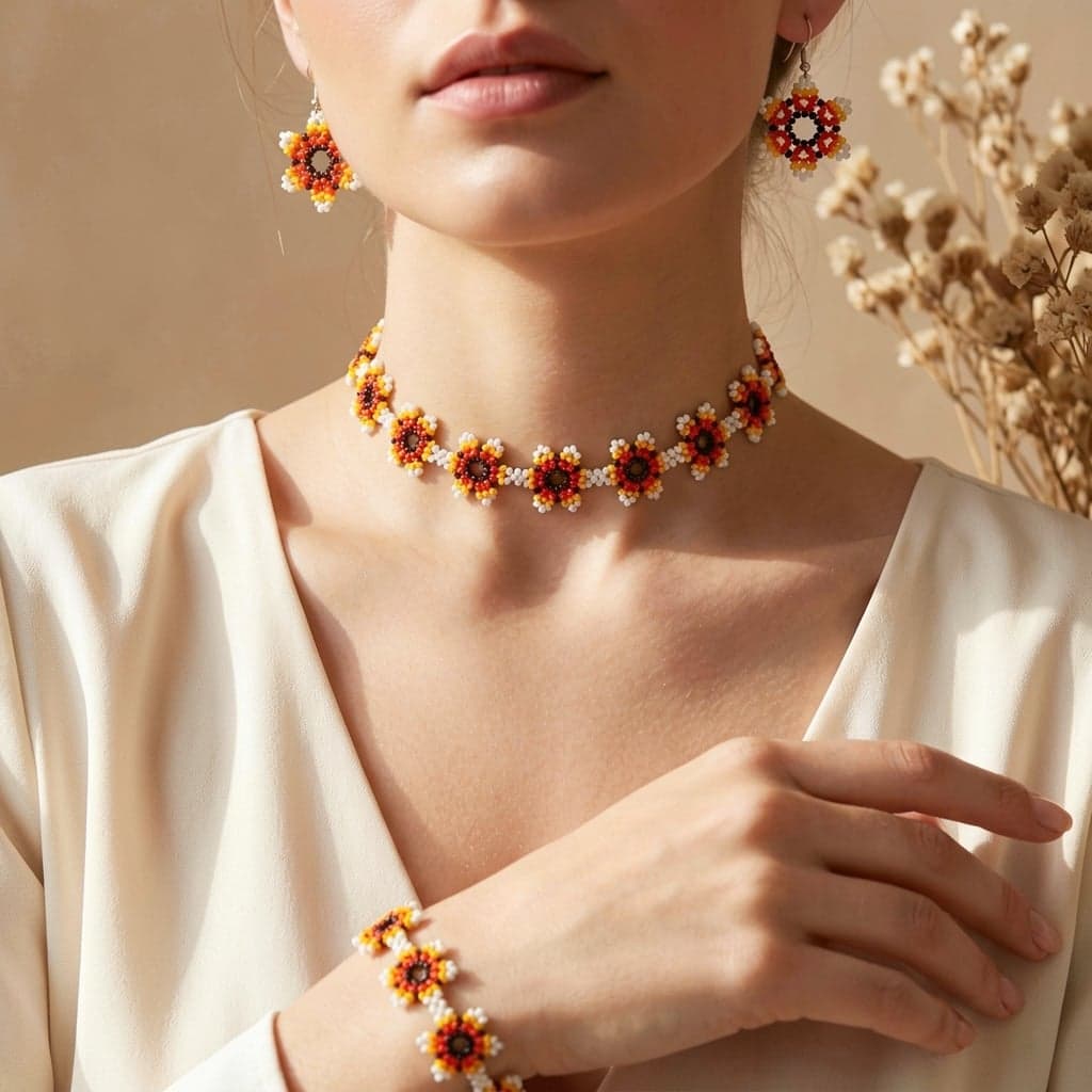 Suryakiran Bloom Seed Bead Choker Set