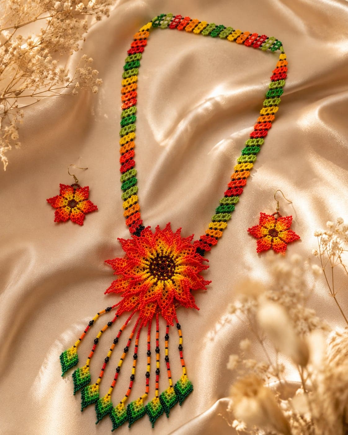 Surya Bloom Huichol-Inspired Beaded Long Necklace Set alternate view